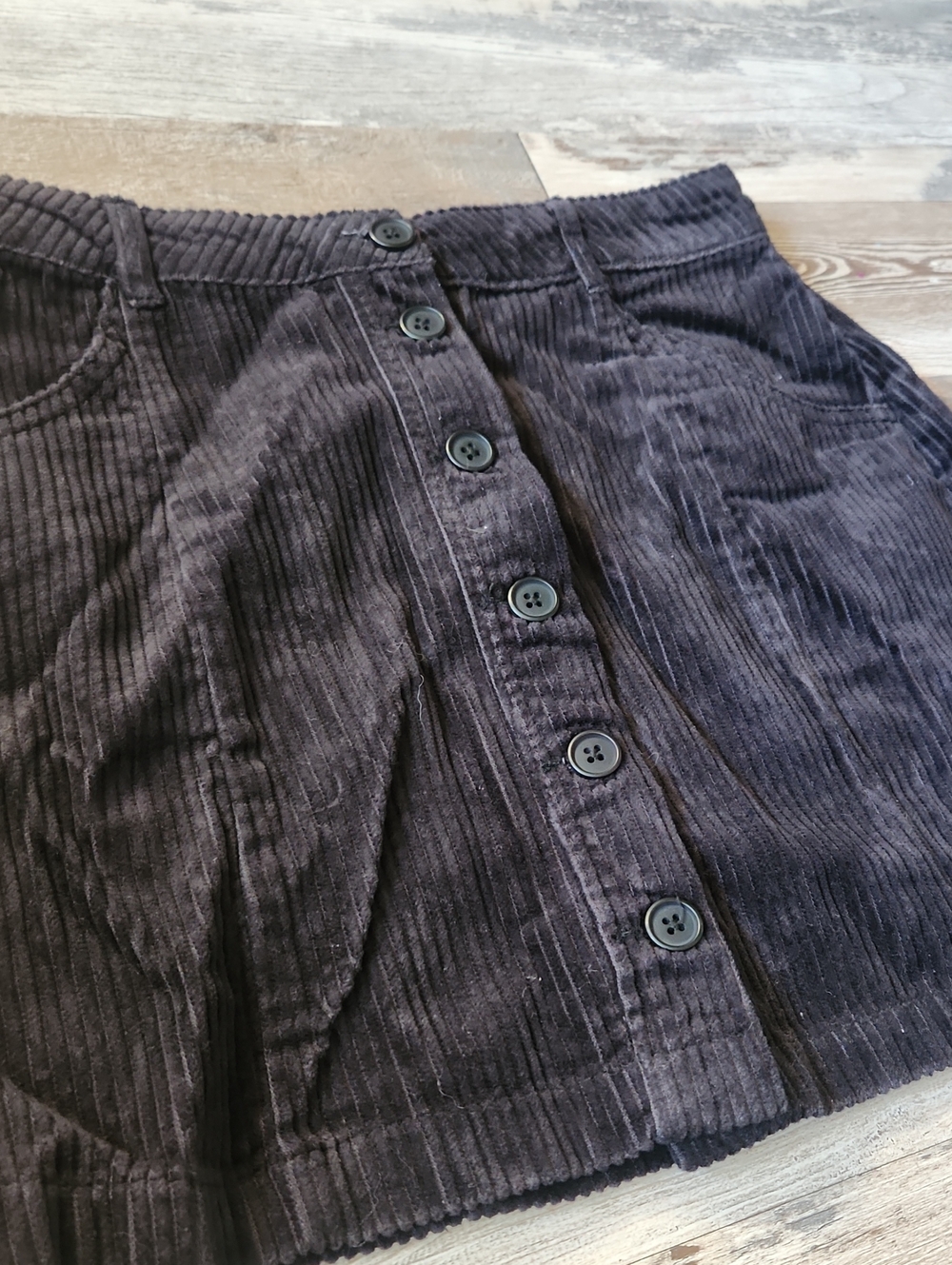 Forever 21 Black Corduroy Button-Front Skirt